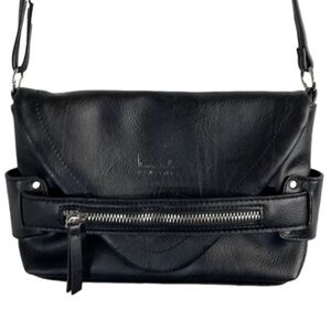 Nicole Miller New York Black Leather Designer Bag